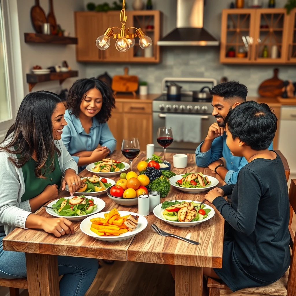 Family enjoying allergen-free meal