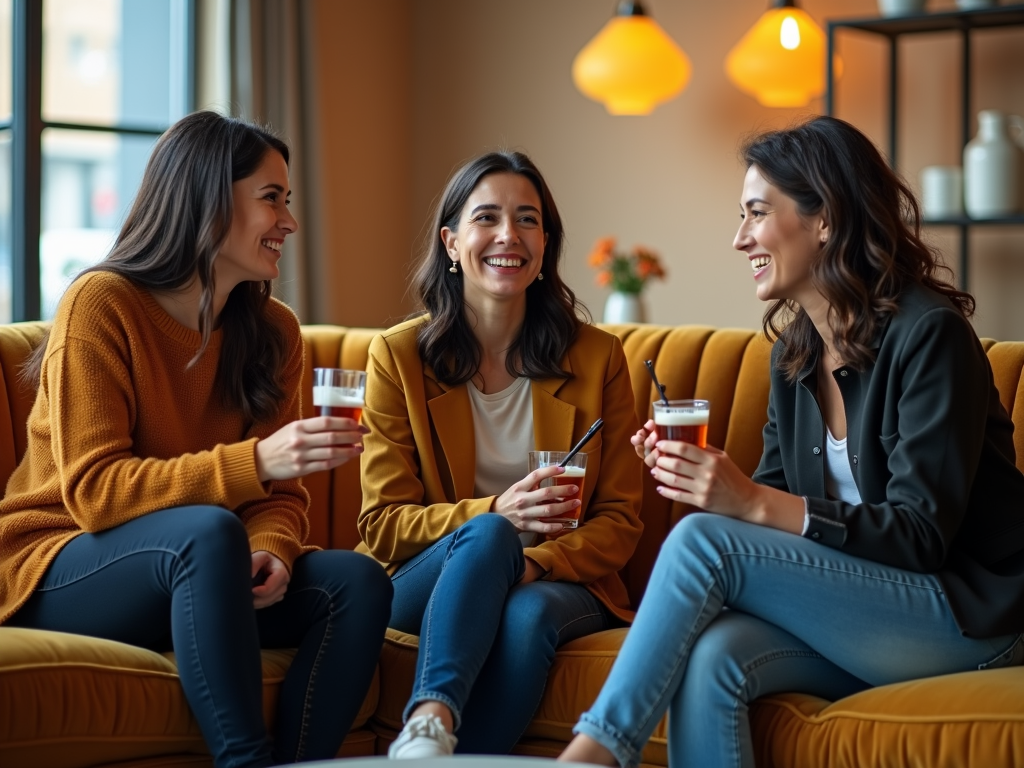 Coworkers bonding in a lounge