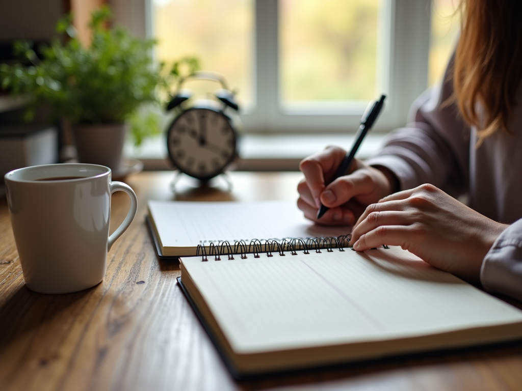 Tracking chronic fatigue symptoms in a journal.