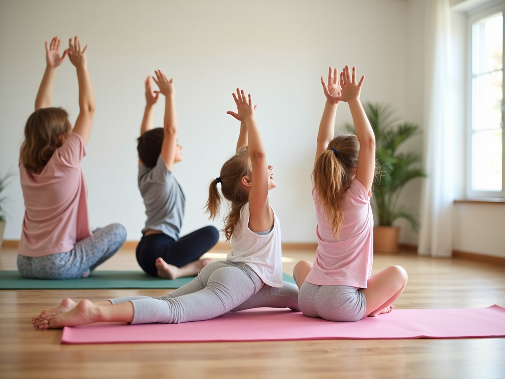 Family doing yoga for wellness.