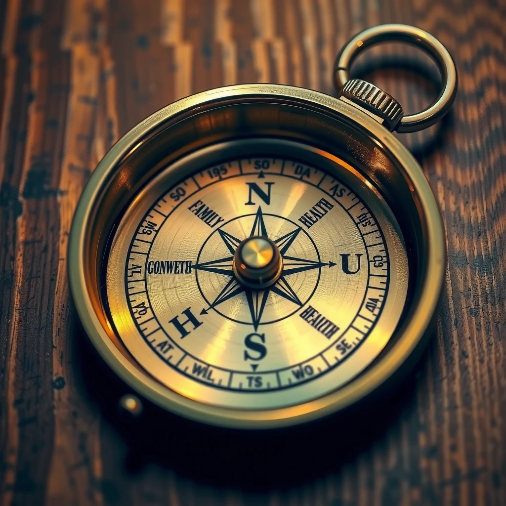 Symbolic compass representing guidance from core values