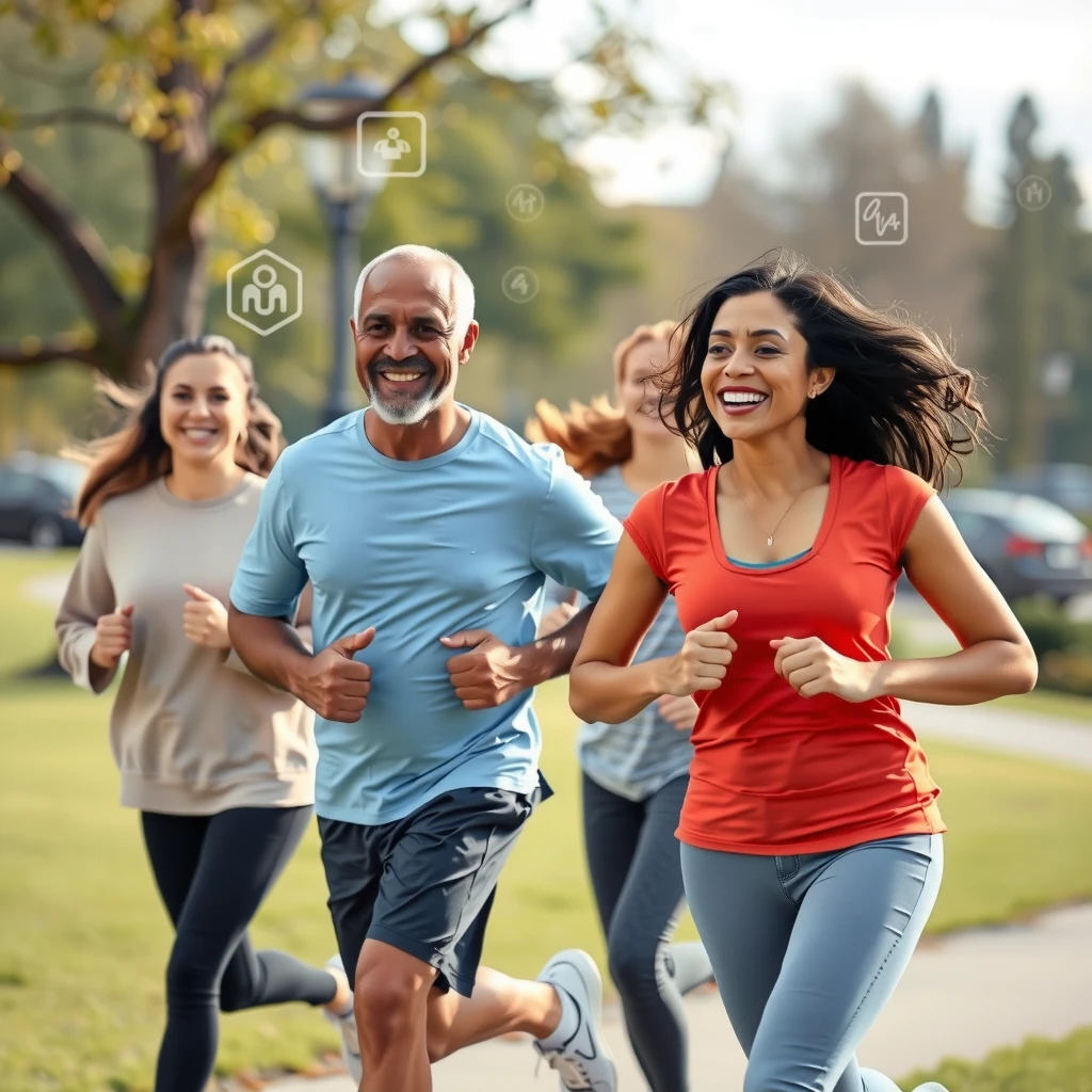 Family promoting wellness through healthy activities