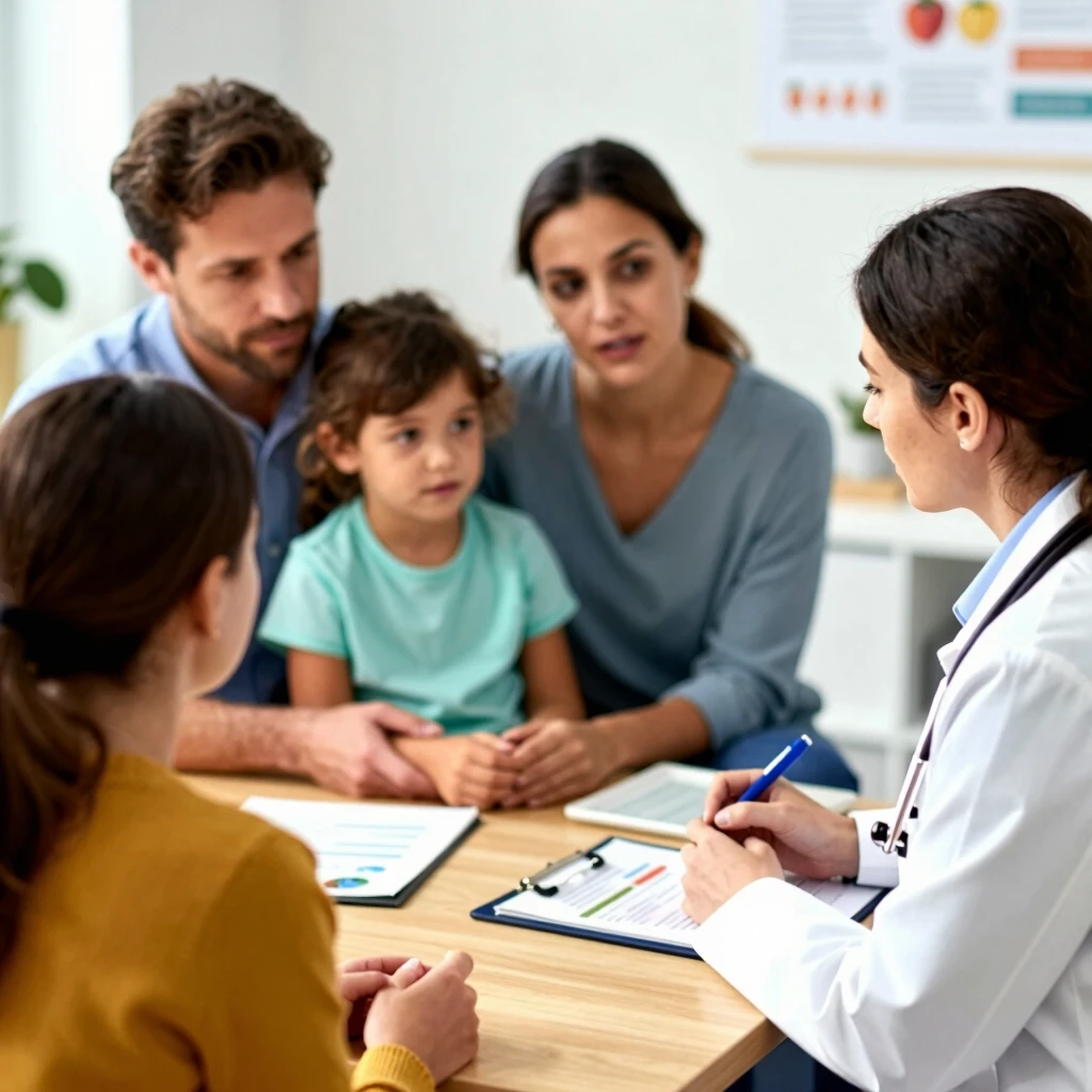 Family discussing FPIES with a pediatric allergist