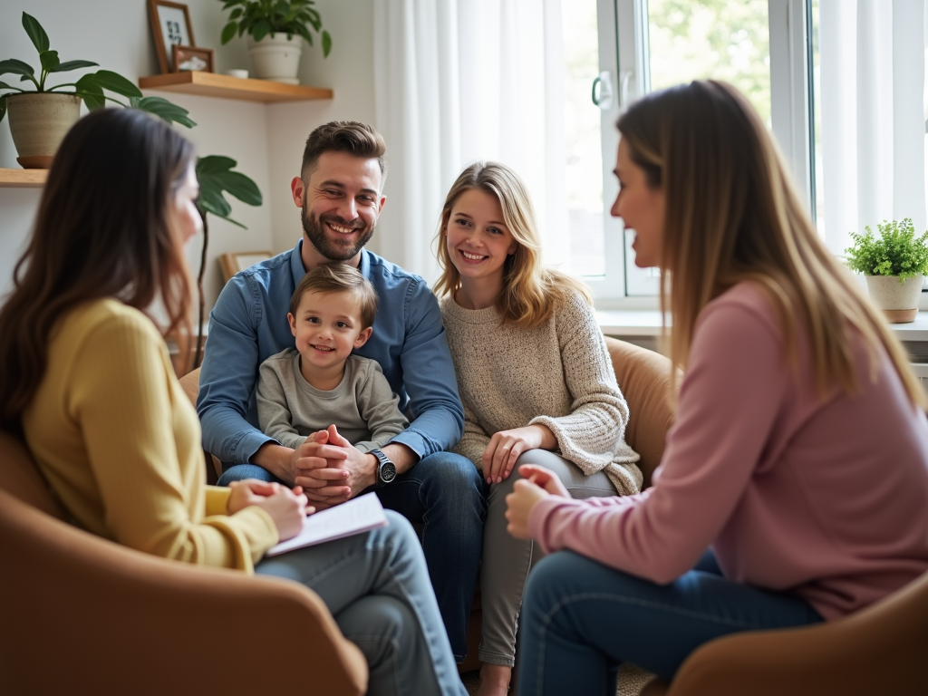 A family seeking professional help to improve their mental health.