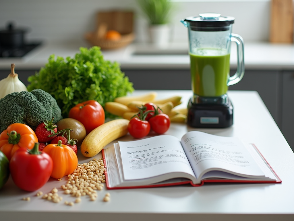 Healthy foods on kitchen counter