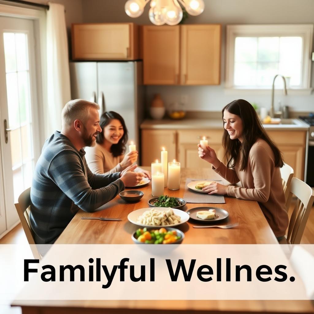 Family sharing a gratitude circle around a dinner table