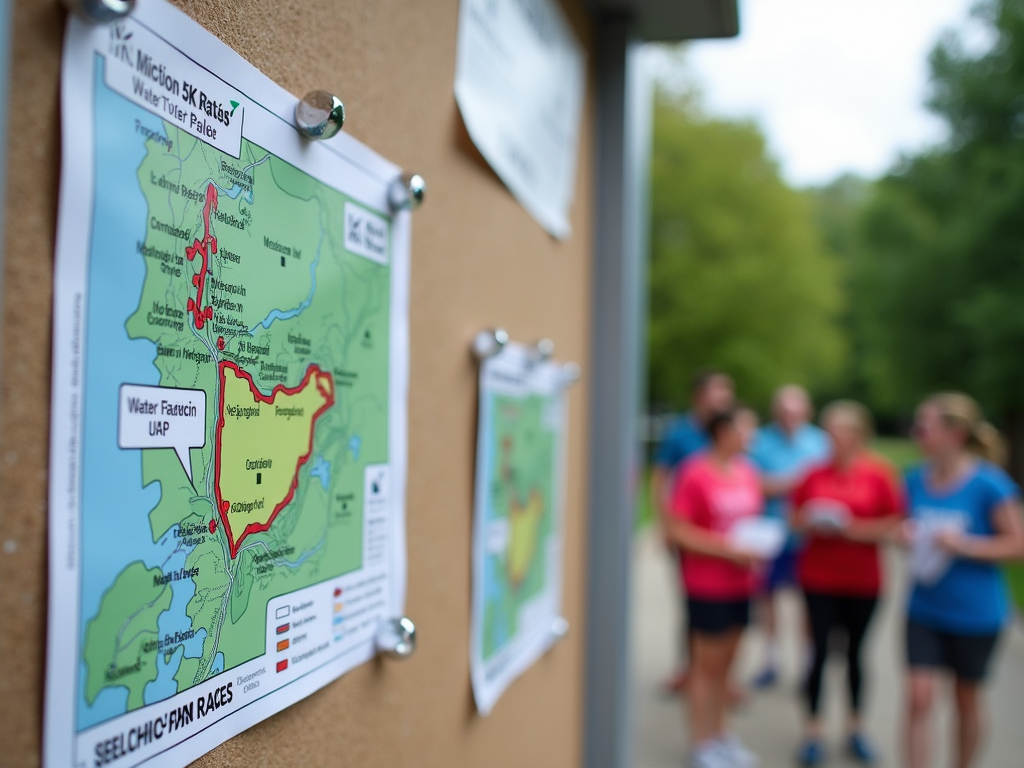 5K race map on a community bulletin board
