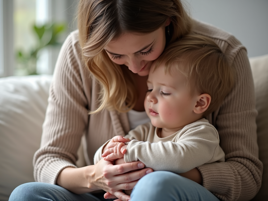A mother holding her child in a comforting embrace during an FPIES episode