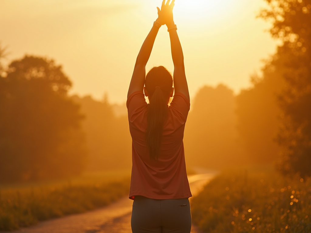 An individual stretching to kickstart their day with energy.