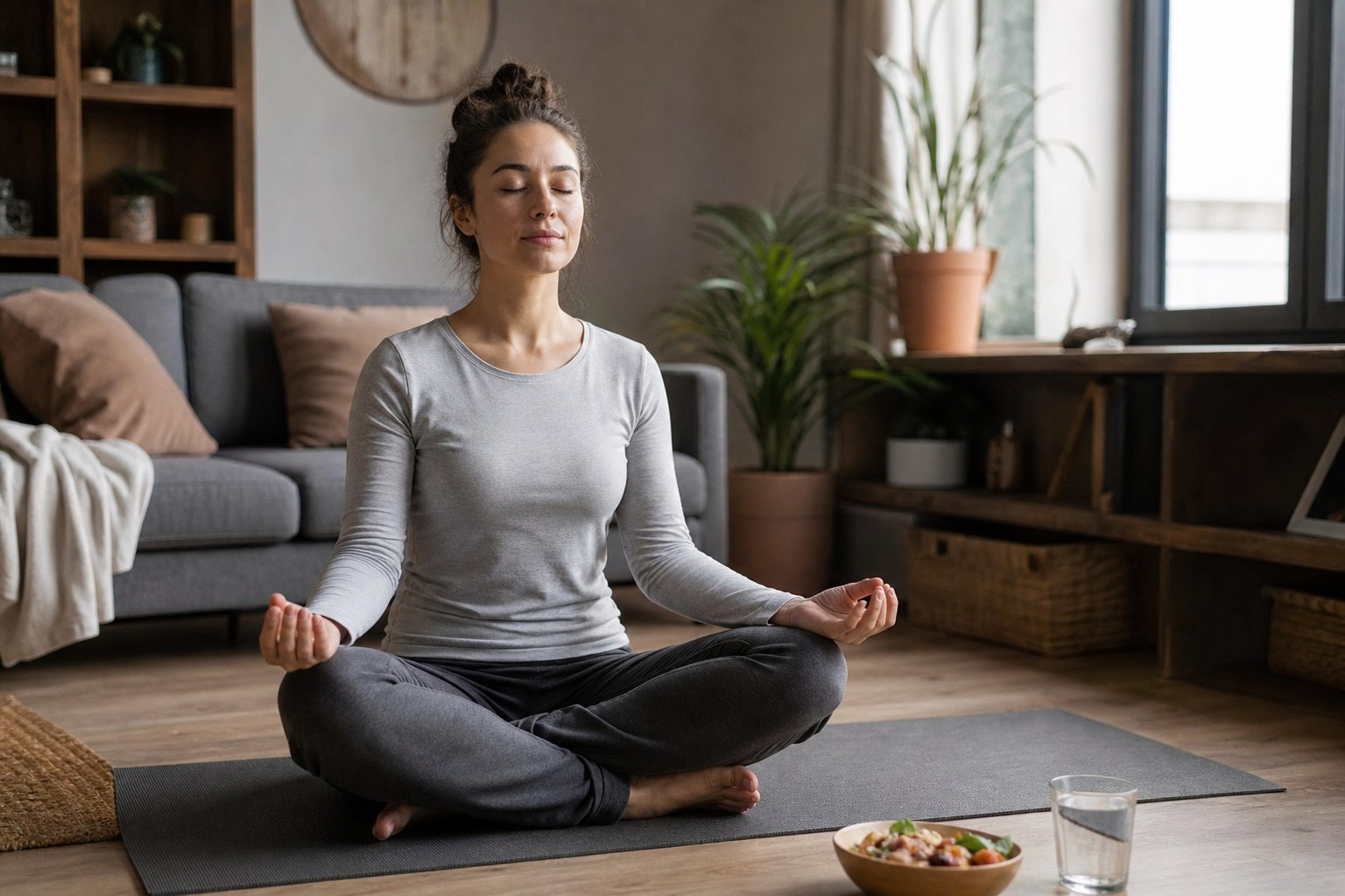 Person using stress management techniques for better digestion