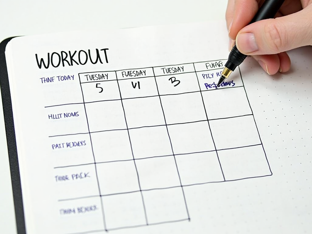 Weekly workout schedule with highlighted days