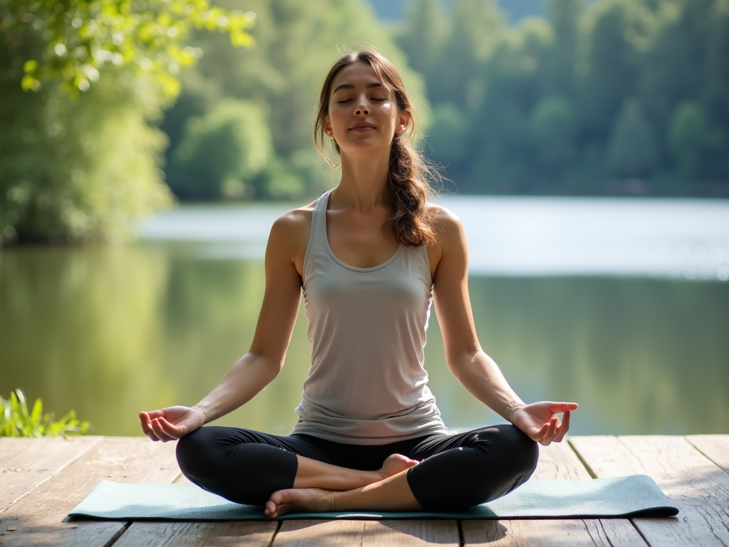 Person practicing mindfulness meditation outdoors