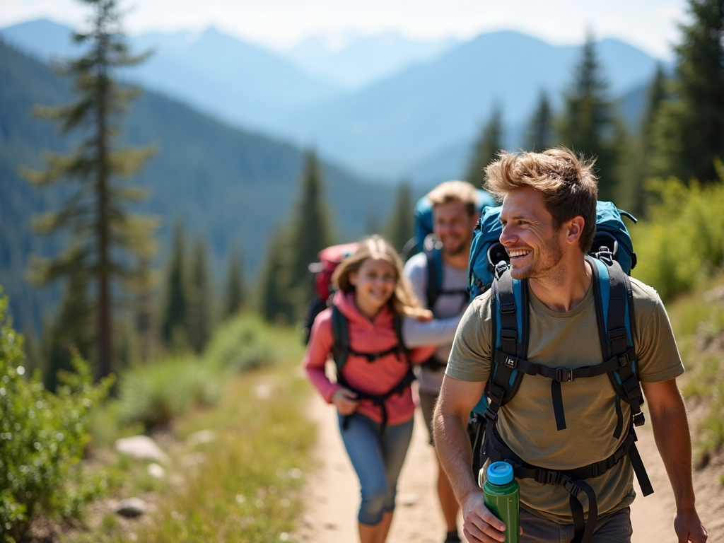 Family hiking together