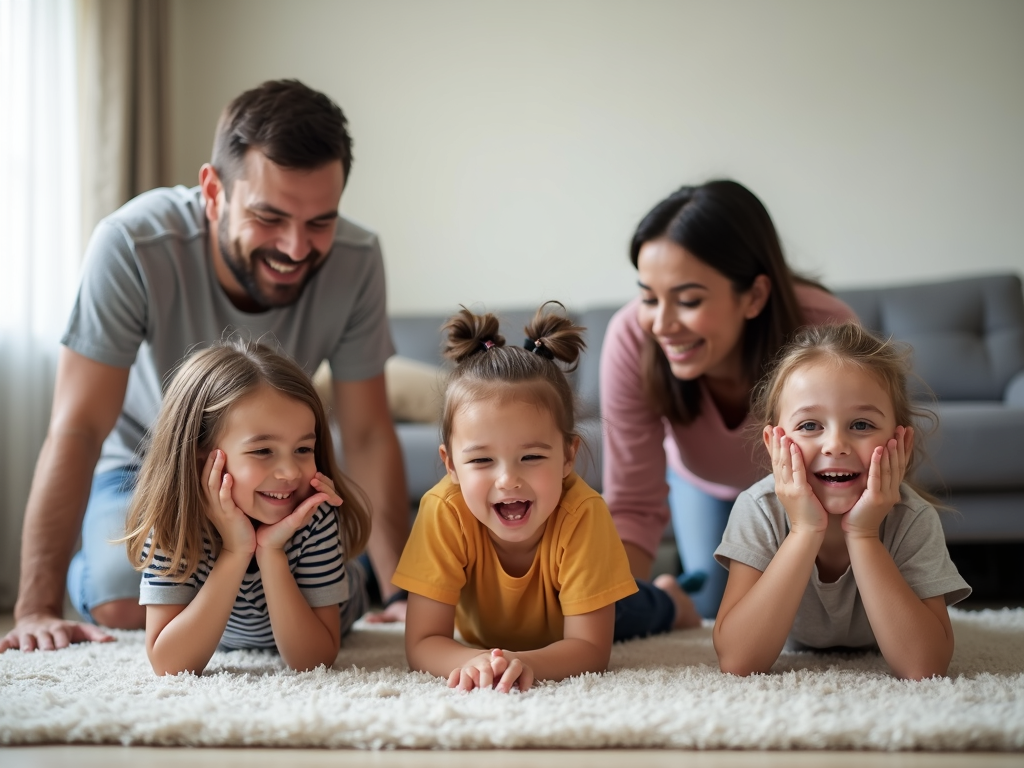 Family doing plank challenge together