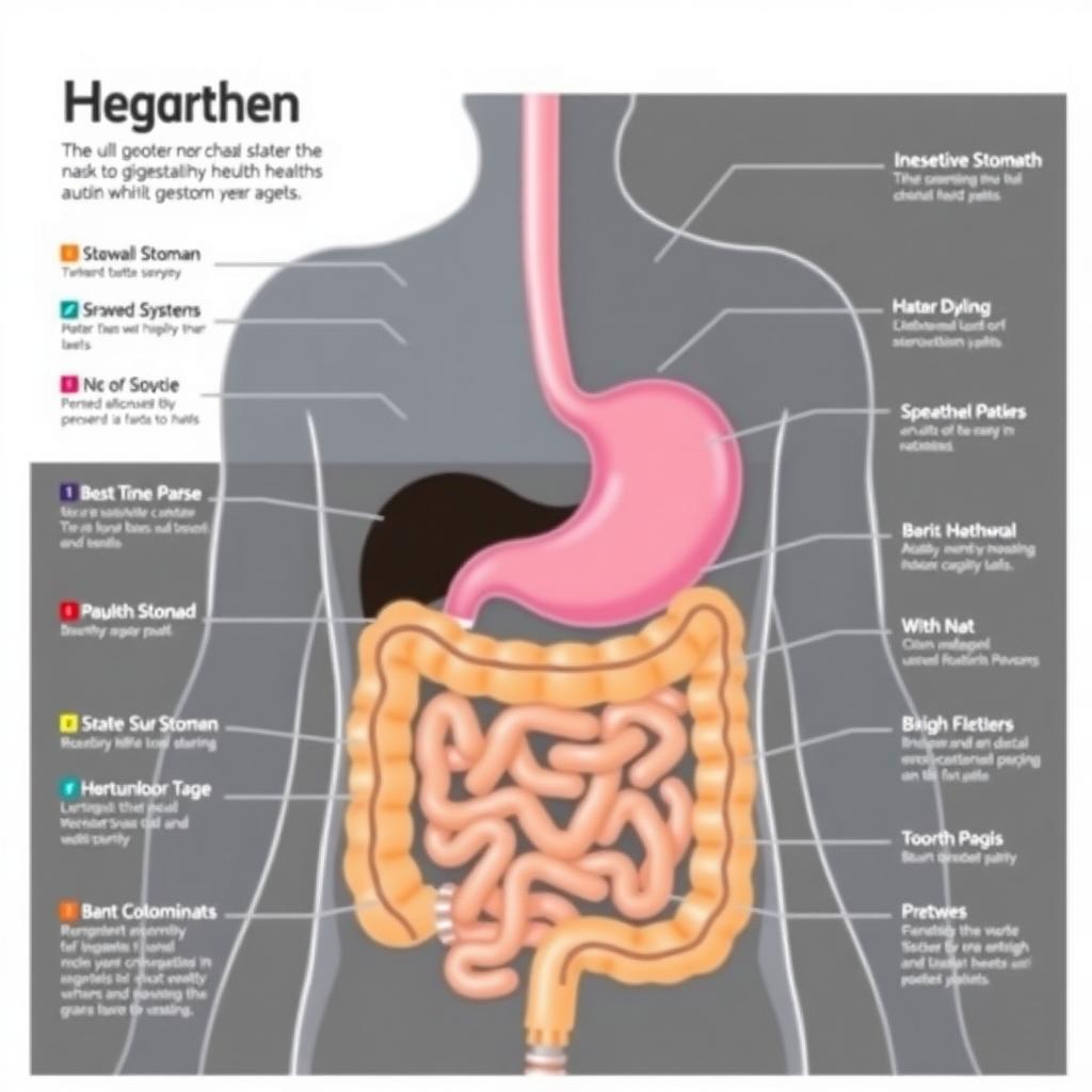 Colorful diagram of the digestive system with labeled parts.