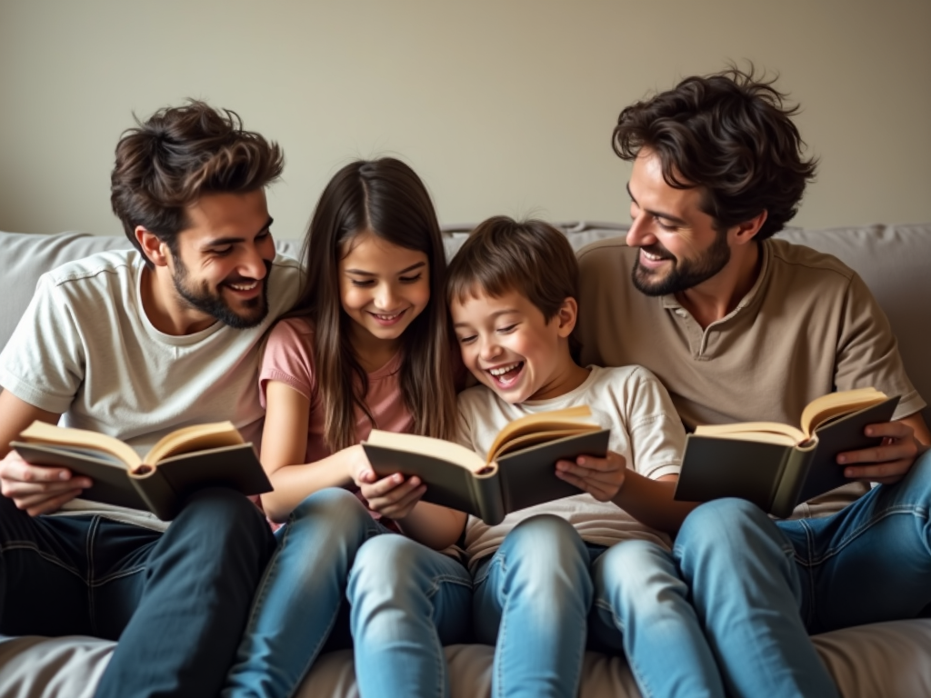 Family reading together