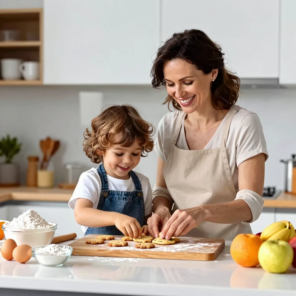 Parent and child baking gluten-free treats in the kitchen