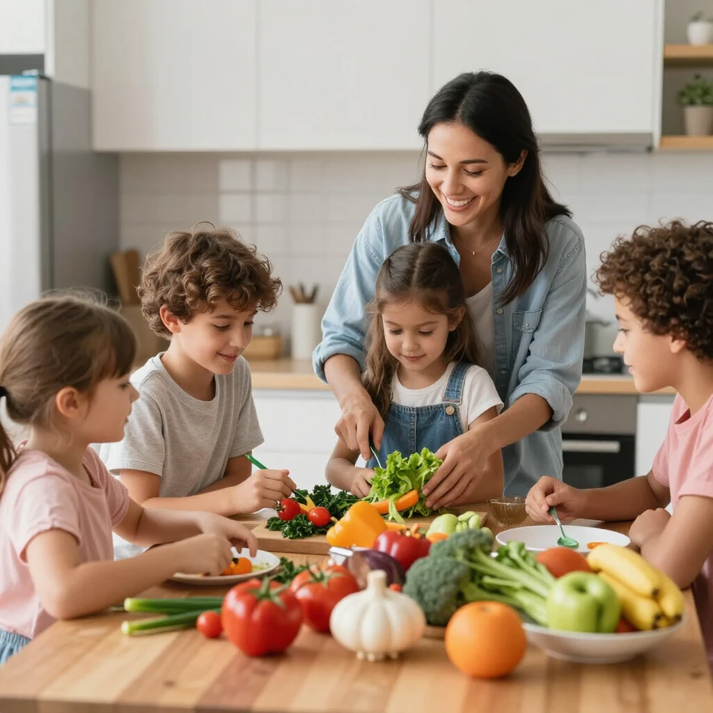 Family creating a safe meal plan with allergen-free foods