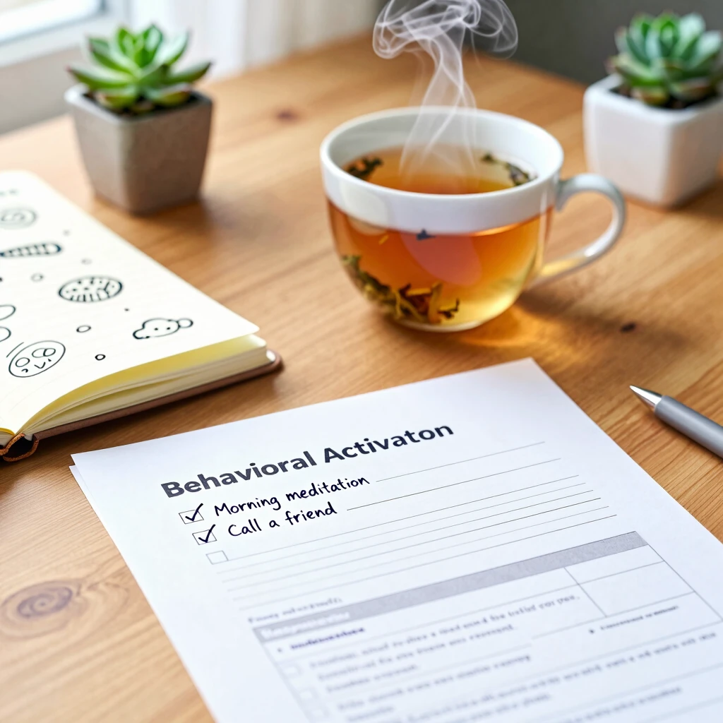 Completed behavioral activation worksheet showcasing daily achievements