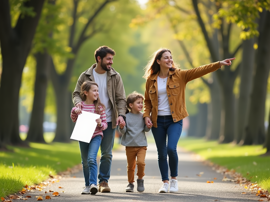 Family on a fitness scavenger hunt