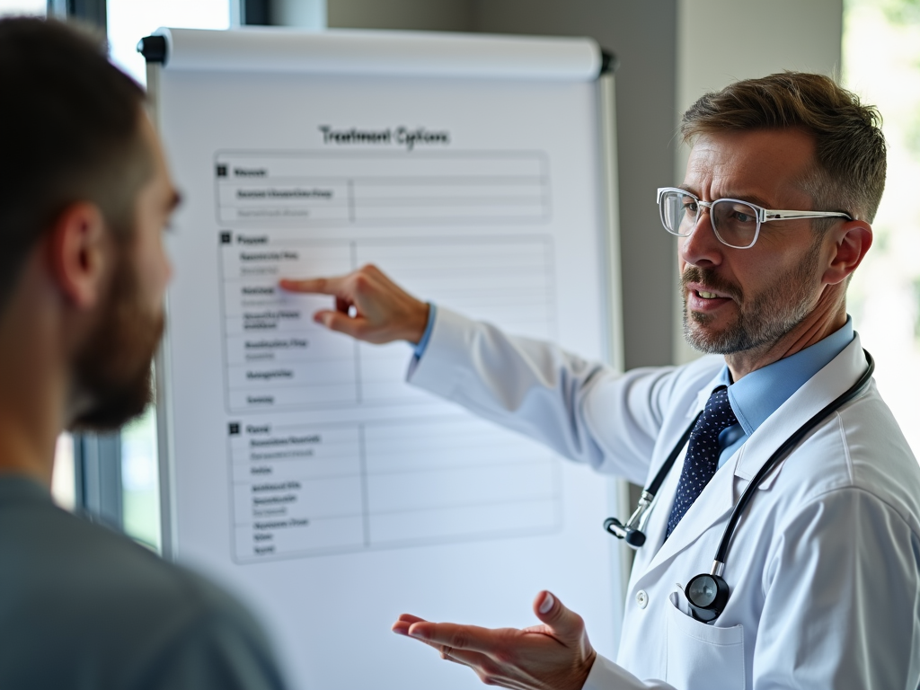 A healthcare provider explaining management strategies.