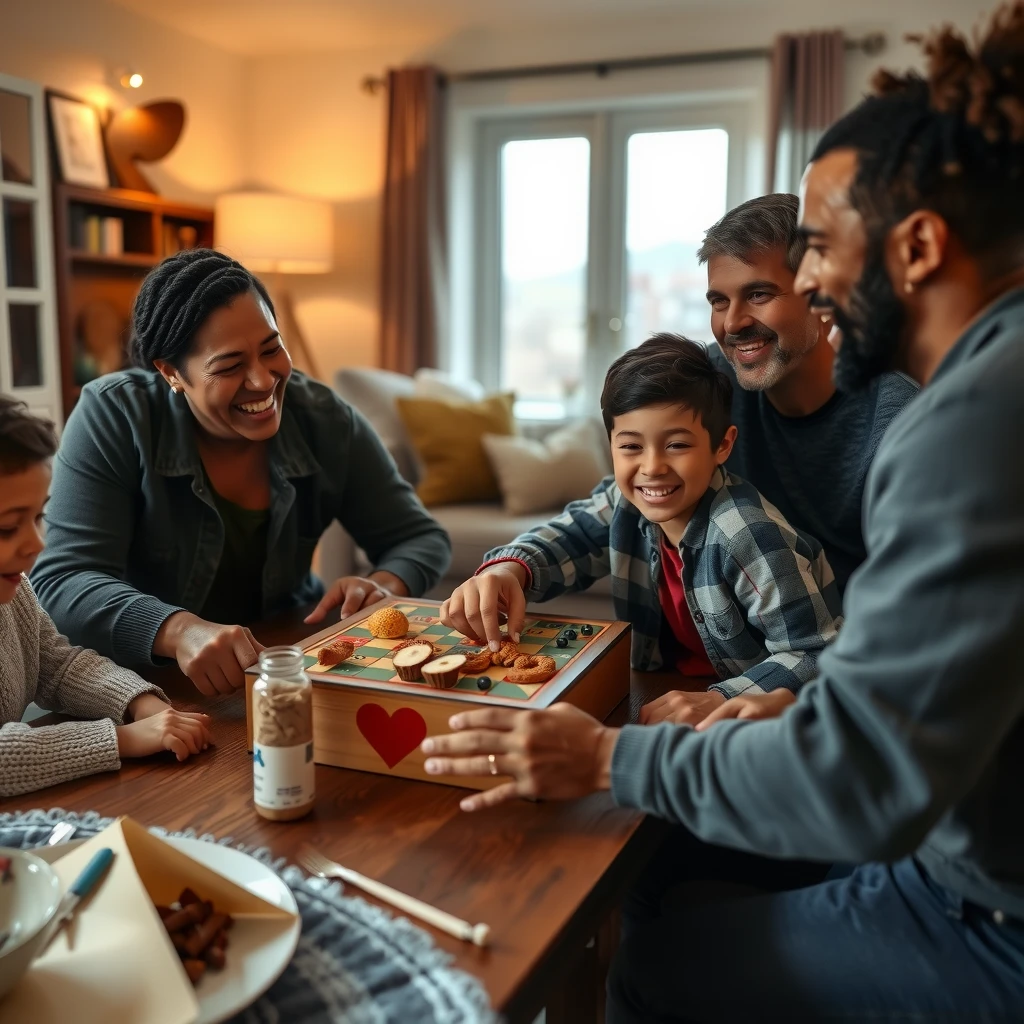 Family enjoying a board game night to strengthen emotional bonds