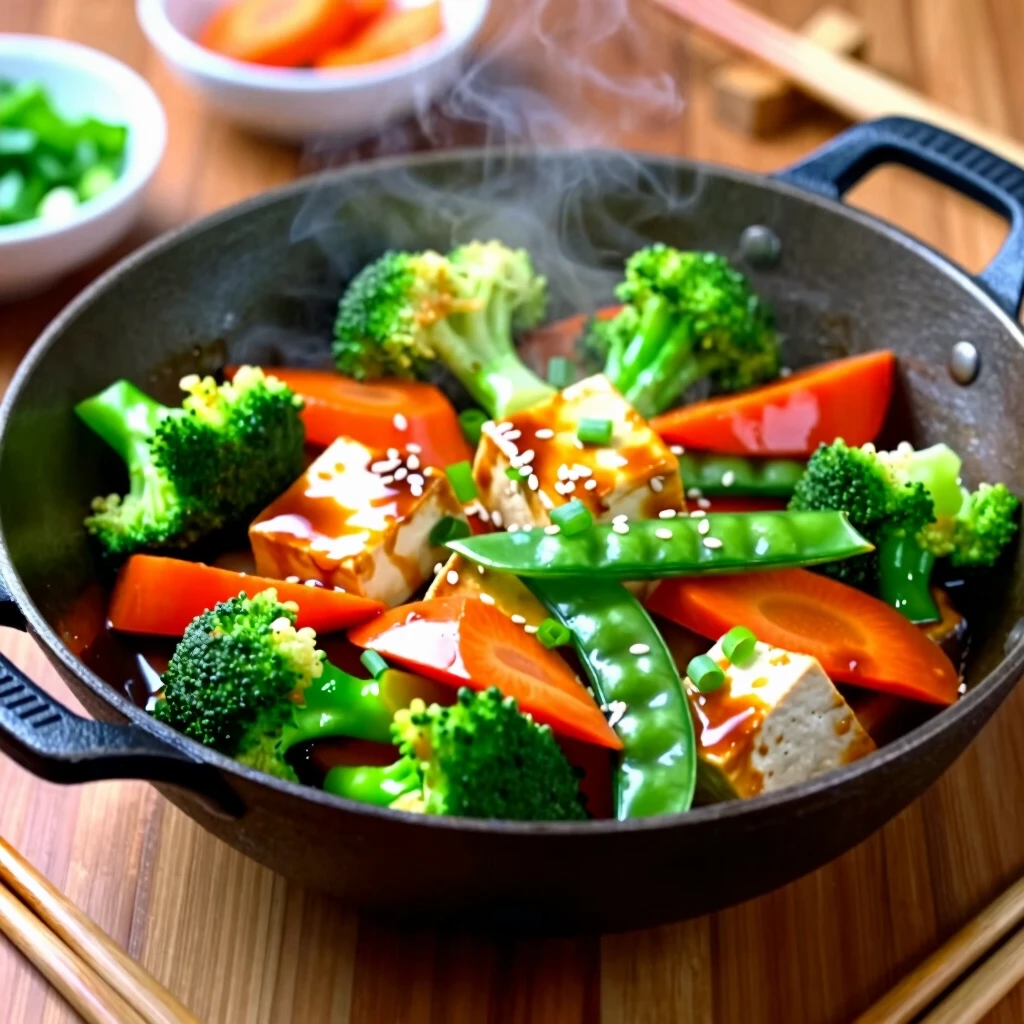 Colorful vegetable stir-fry ready for family sharing in mindful cooking
