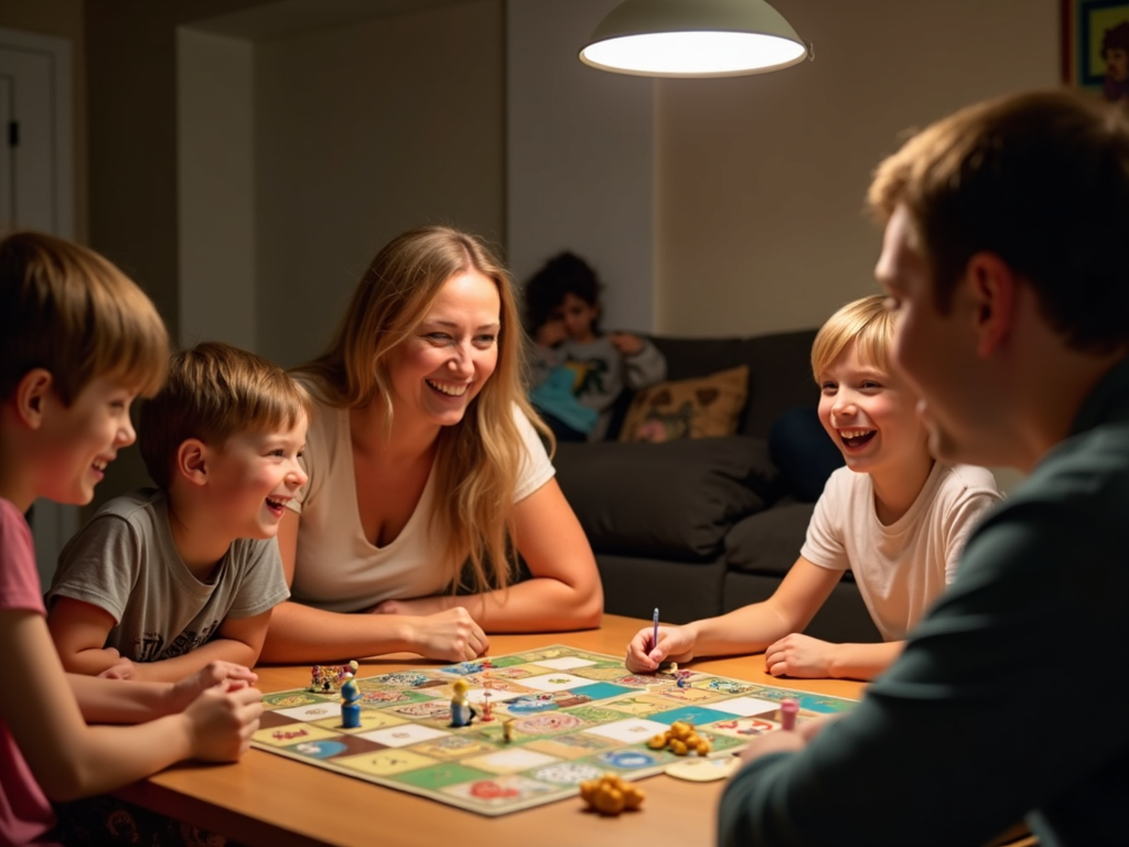 Family having fun during a game night.