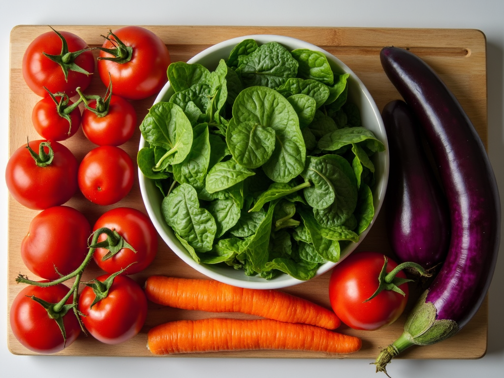 A variety of colorful fruits and vegetables.