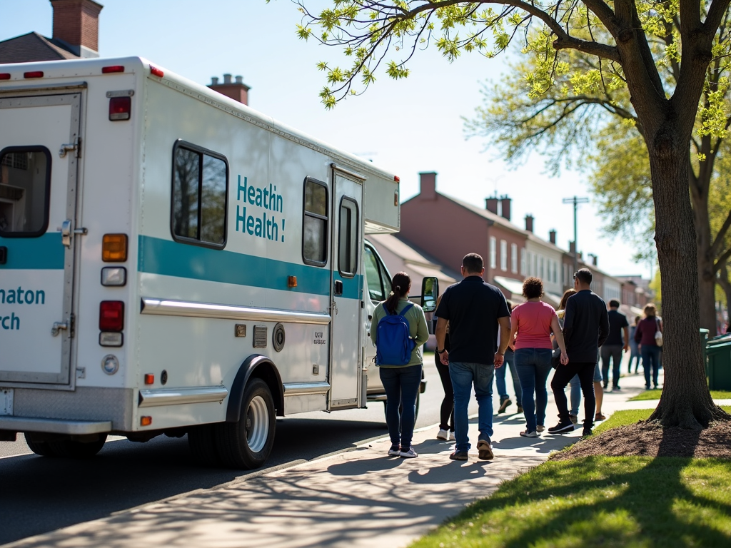 Mobile health van providing screenings in underserved area