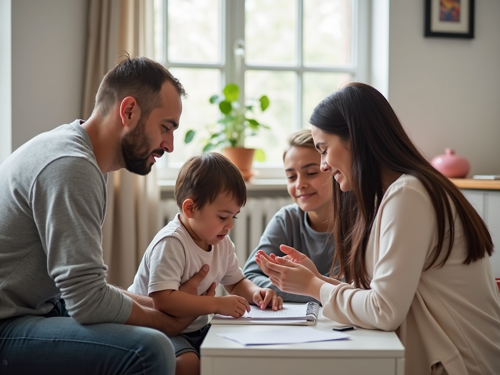 Family involved in ABA therapy session
